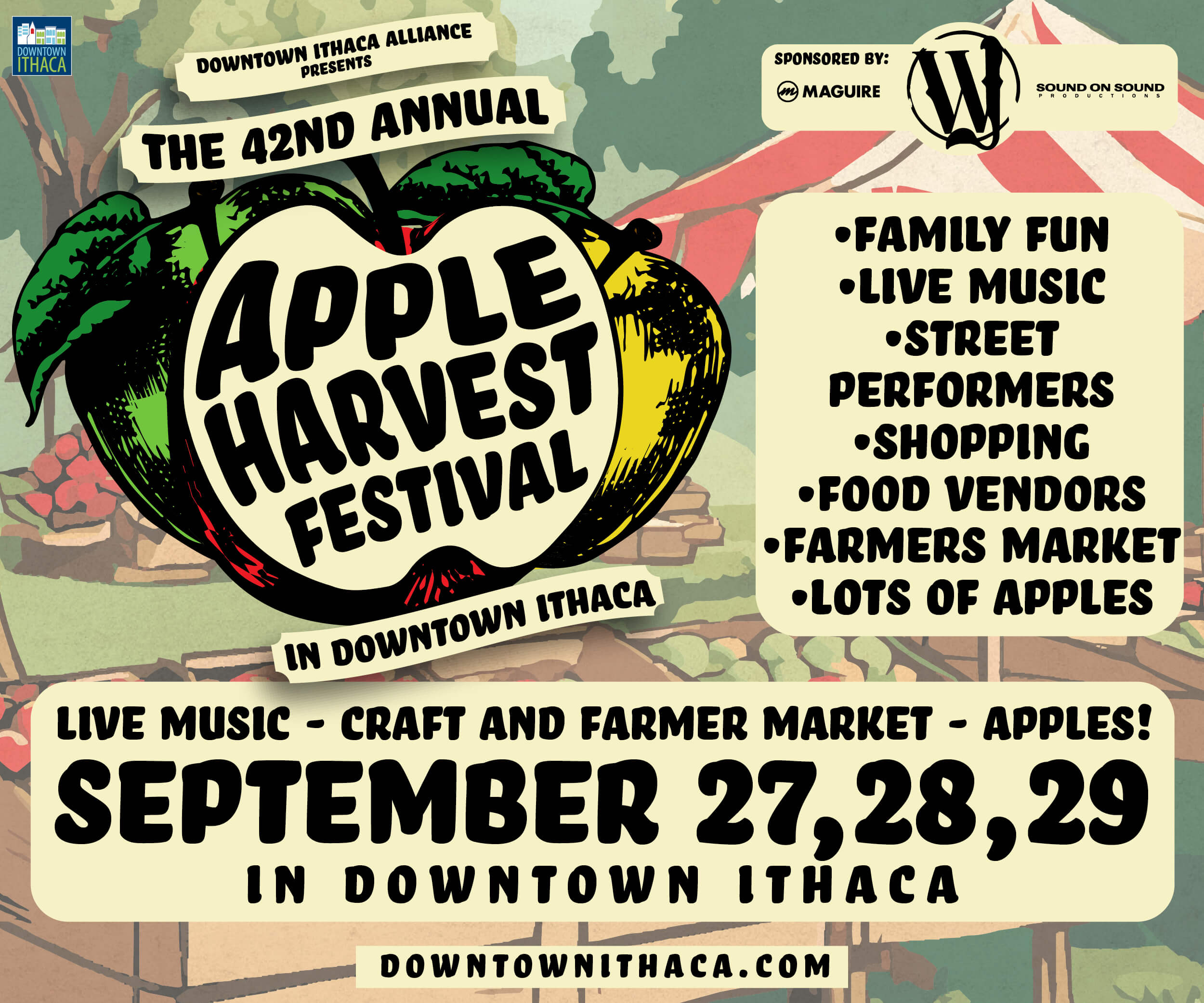 A photo of the logo for the Apple Harvest Festival in Ithaca, NY.